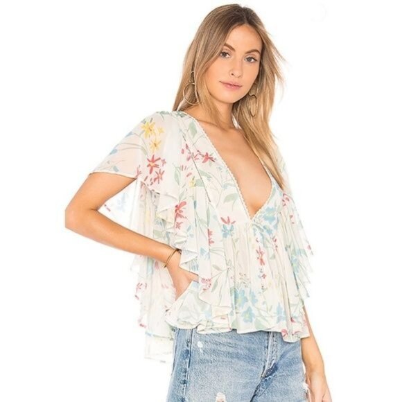 Tularosa Jojo Floral Ruffle Trim Blouse - Picture 4 of 4